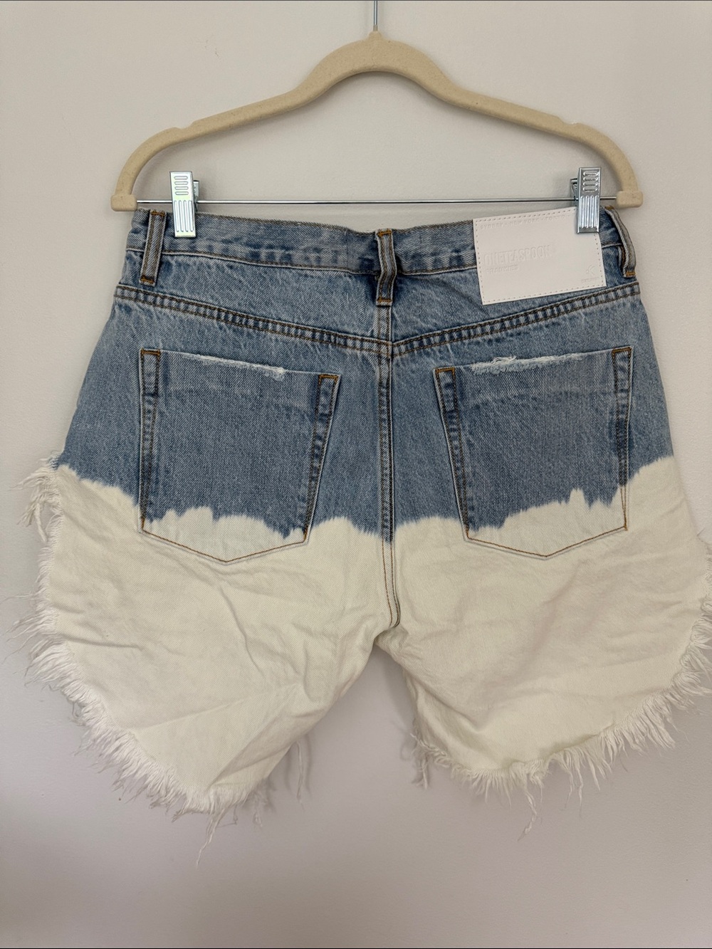 SIZE 28, NWT ONE TEASPOON X FREE PEOPLE TIE DYE BLEACH DISTRESSED DENIM SHORTS - Picture 7 of 7